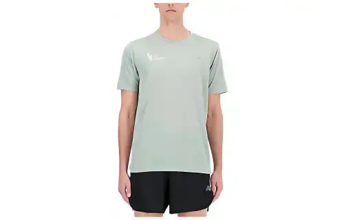 New Balance T Shirts Men's Cyan Crew Neck Moderate