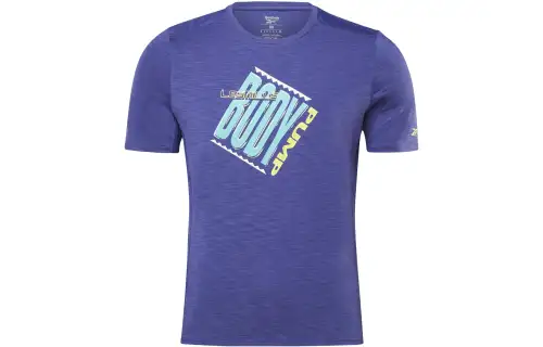 Reebok T Shirts Men's Purple Crew Neck Moderate Straight Fit