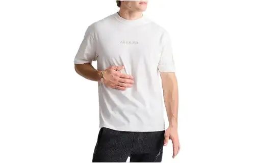 Jordan T Shirts Men's White Crew Neck Moderate Straight Fit