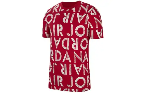 Jordan T Shirts Men's Red White Crew Neck Moderate Straight Fit