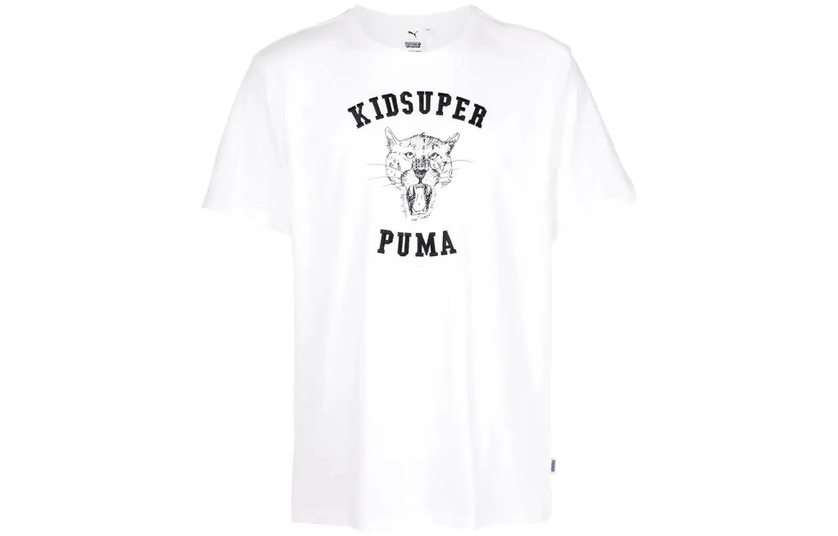 PUMA T-Shirts Men's White Crew Neck Moderate Straight Fit