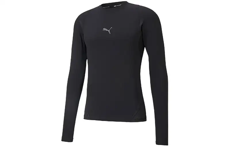 PUMA T Shirts Men's Black Crew Neck Moderate Straight Fit