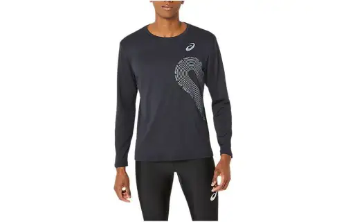 ASICS T Shirts Men's Black Crew Neck Moderate Straight Fit