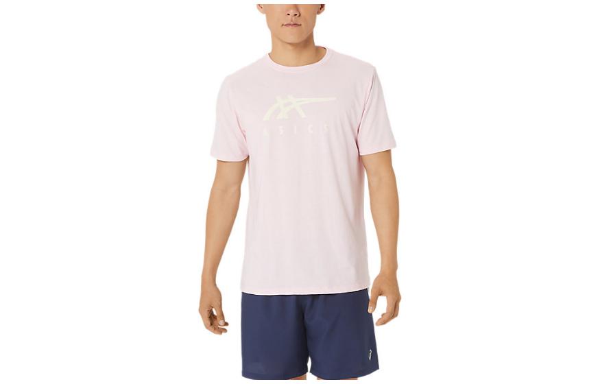 Asics Stripe Short Sleeve Tee T Shirt Unisex Pink