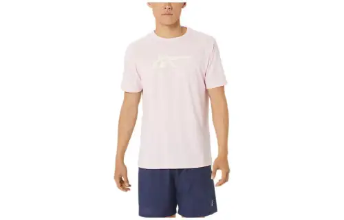 Asics Stripe Short Sleeve Tee T Shirt Unisex Pink