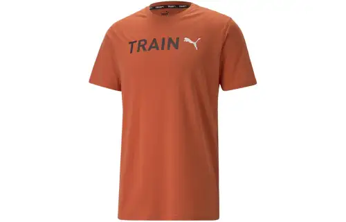 PUMA T Shirts Men's Orange Crew Neck Moderate Straight Fit