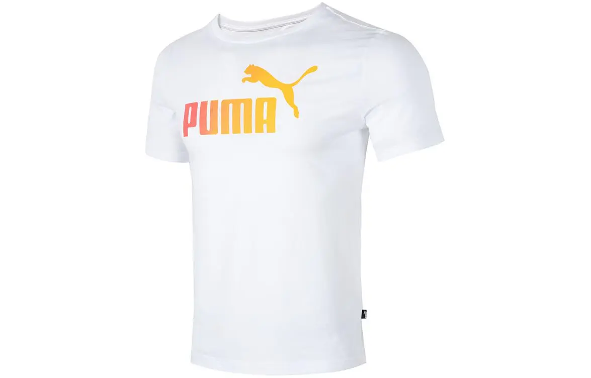 PUMA T-Shirts Men's White Crew Neck Moderate Straight Fit