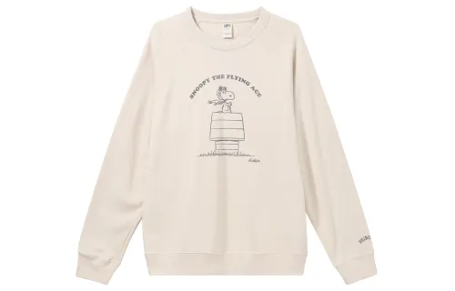 UNIQLO X PEANUTS T Shirts Unisex Light Beige Crew Neck Moderate