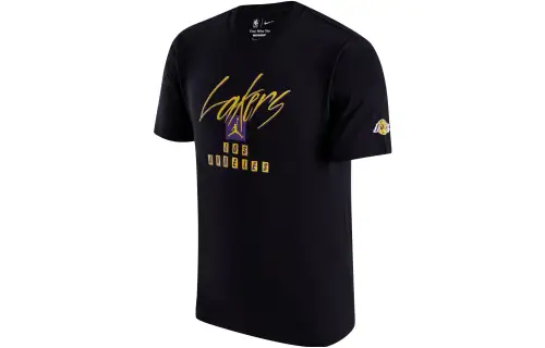 Jordan T Shirts Men's Black Crew Neck Moderate Straight Fit