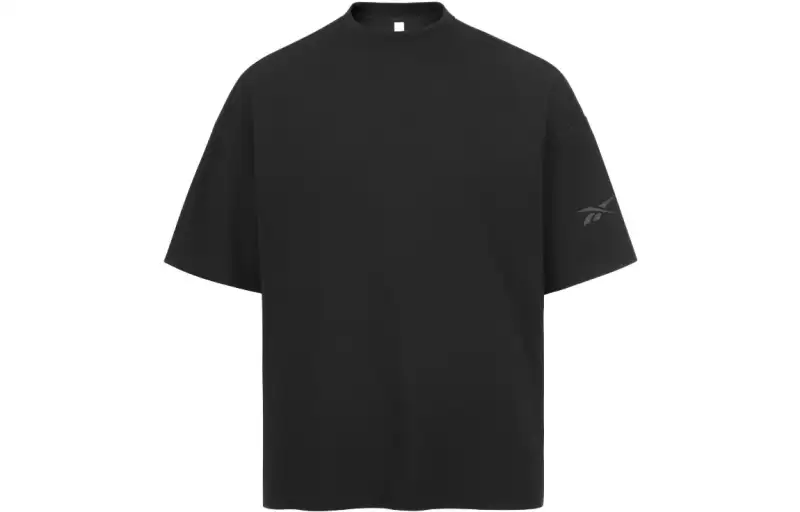 Reebok T Shirts Unisex Black Crew Neck Moderate Straight Fit