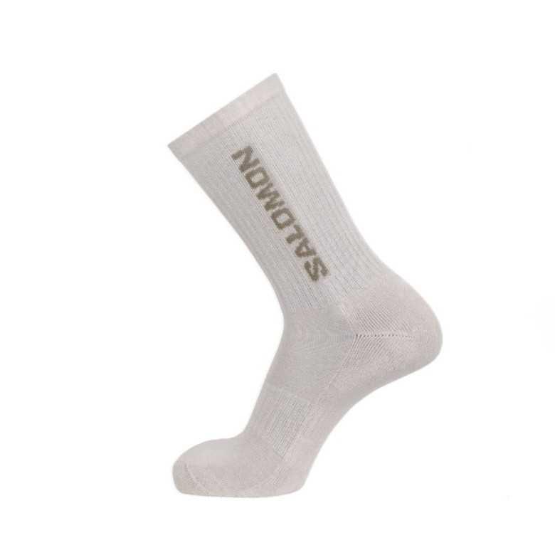 SALOMON Everyday Crew Socks Unisex 3 Pack Silver White/Gray Green/Tan