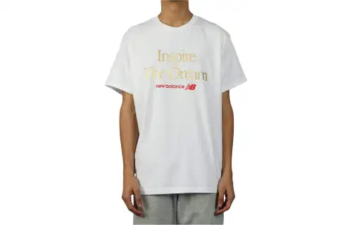 New Balance T Shirts Men's White Crew Neck Moderate Other