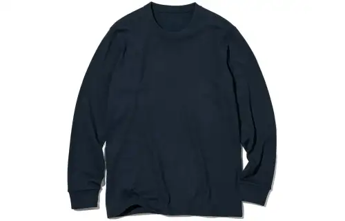 UNIQLO T Shirts Men's Navy Blue Crew Neck Moderate