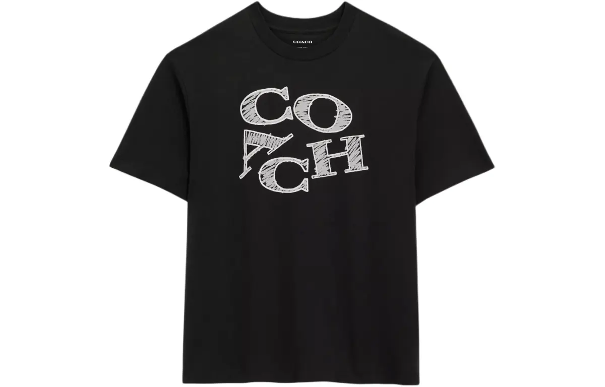 COACH T-Shirts Men's Black Crew Neck Moderate