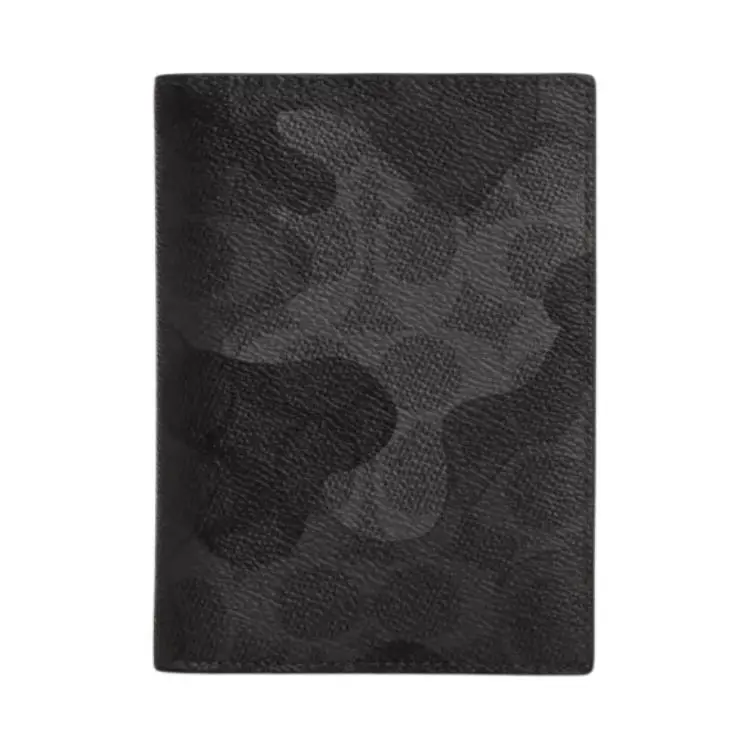 COACH Passport Case Coated Canvas Card Holders Men's Black Gray