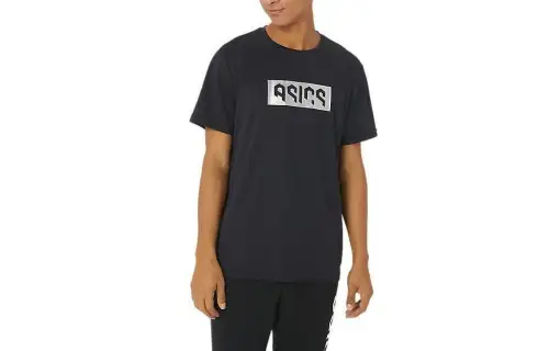 ASICS T Shirts Men's Black Crew Neck Moderate Other