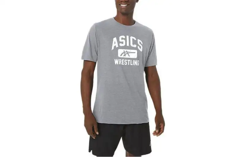 ASICS T Shirts Unisex Gray Crew Neck Moderate Other