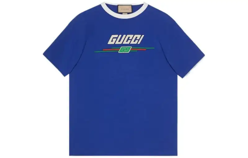 GUCCI T Shirt With Gucci Print T Shirt Men's Blue