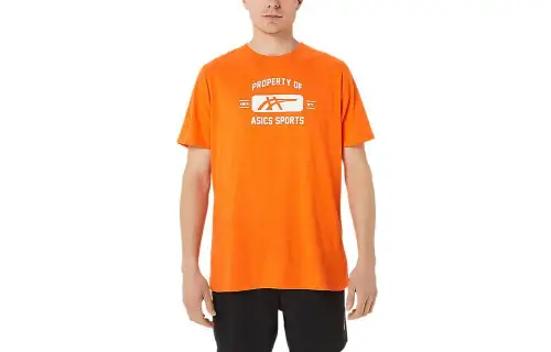 Asics Property Of Asics Sports Tee T Shirt Men's Orange