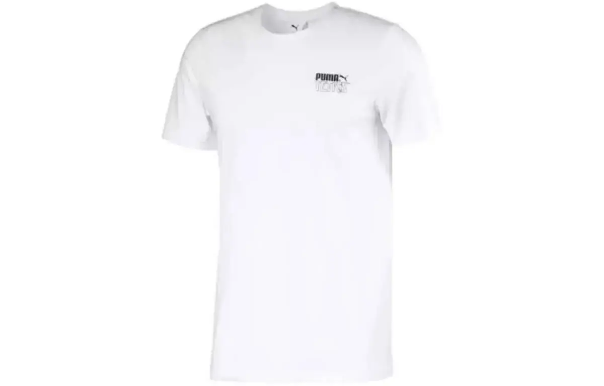 PUMA T-Shirts Men's White Crew Neck Moderate Straight Fit