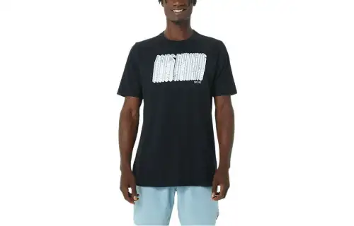 ASICS T Shirts Unisex Black Crew Neck Moderate Straight Fit