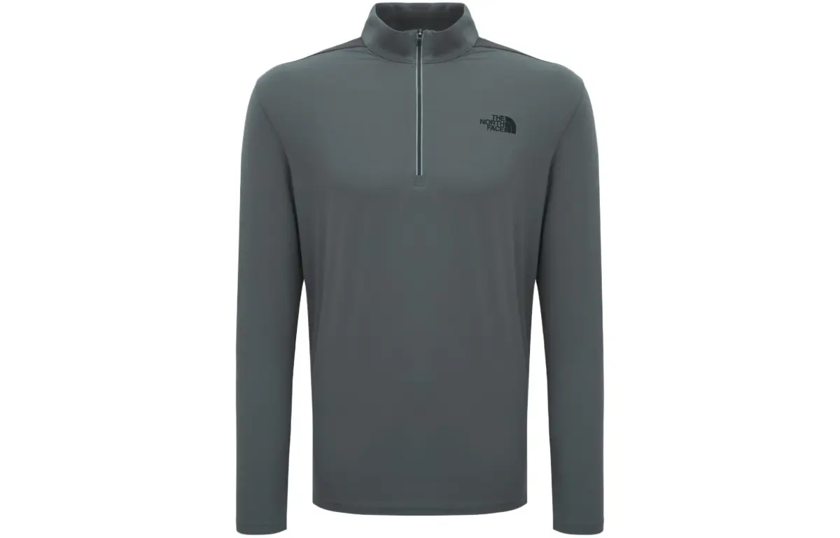 THE NORTH FACE Ice Day L/S Zip Tee T Shirt Men's Gray
