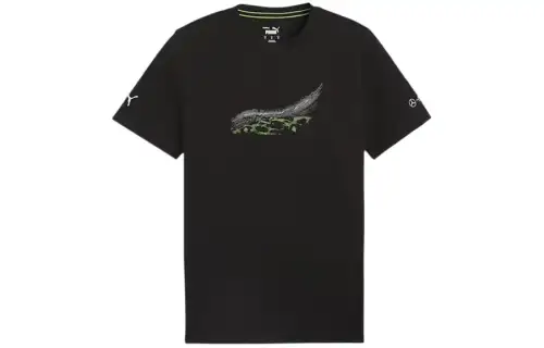 PUMA T Shirts Men's Black Crew Neck Moderate Straight Fit
