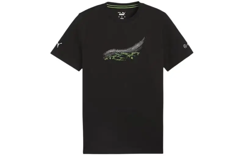 PUMA T Shirts Men's Black Crew Neck Moderate Straight Fit