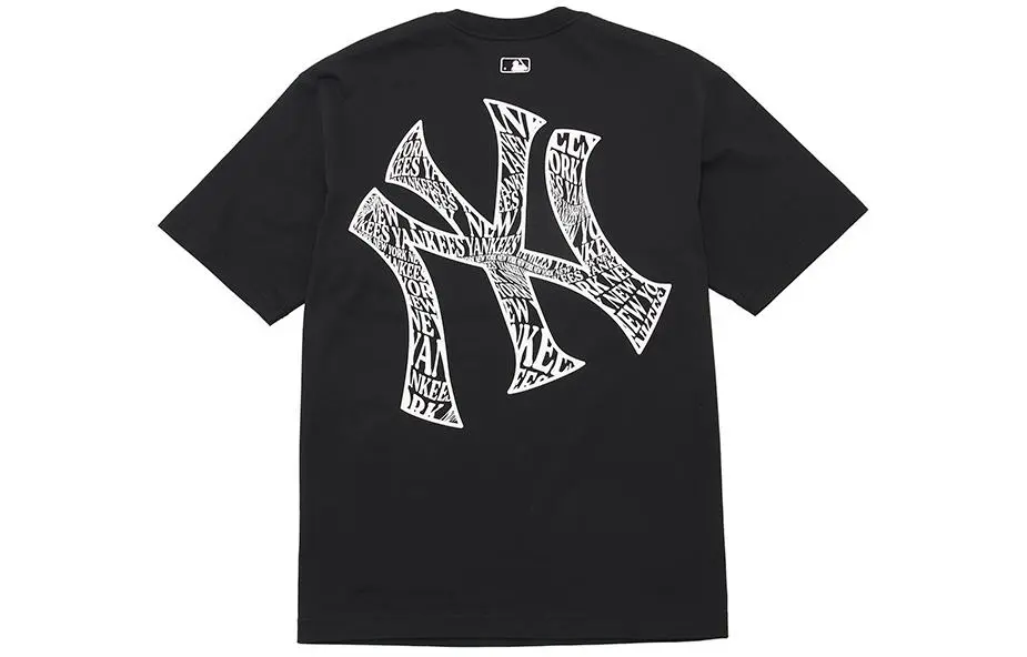 MLB Basic Logo T-Shirts Unisex Black Crew Neck Moderate
