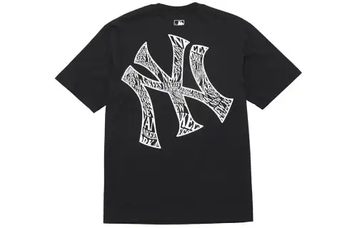 MLB Base Logo T Shirts Unisex Black Crew Neck Moderate Straight Fit