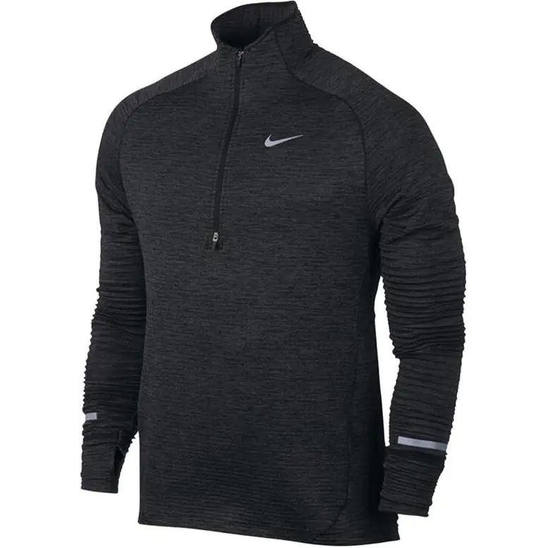 Nike T-Shirts Men's Black Gray Stand Collar Moderate Straight Fit