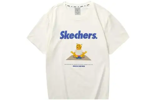 Skechers Funny Monster T Shirts Unisex Marshmallow White/0074 Crew Neck Moderate Straight Fit