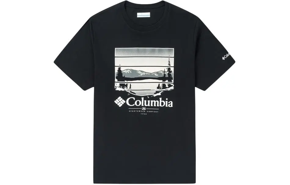 Columbia T-Shirts Men's Black Crew Neck Moderate Straight Fit