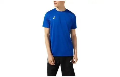 ASICS T Shirts Men's Blue Crew Neck Moderate Straight Fit