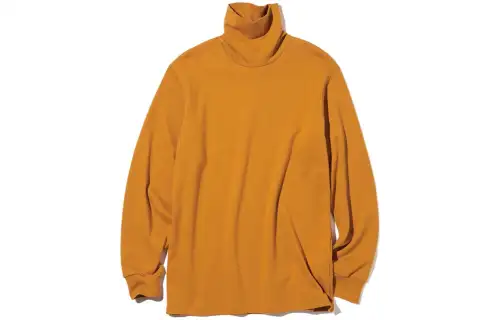 UNIQLO T Shirts Unisex Earth Yellow Turtleneck Moderate