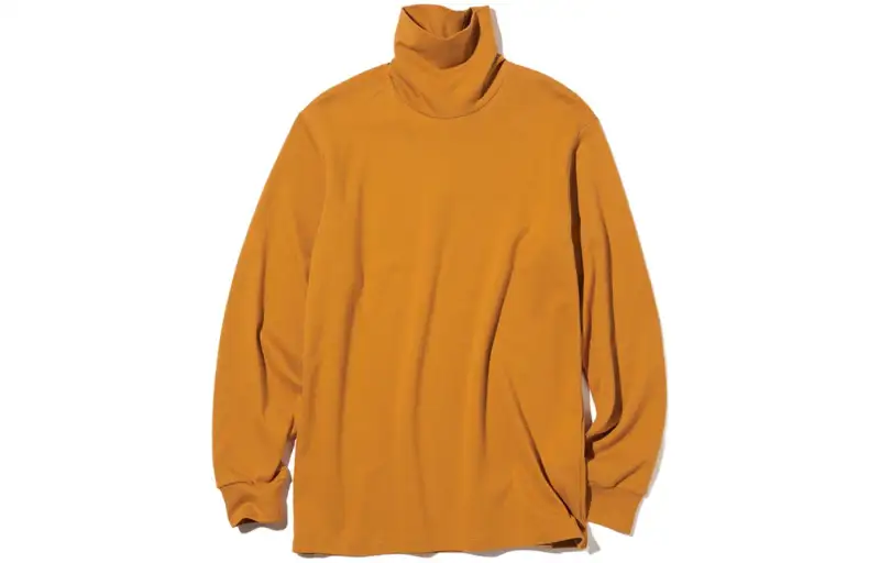 UNIQLO T Shirts Unisex Earth Yellow Turtleneck Moderate