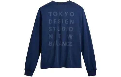 New Balance TOKYO DESIGN STUDIO T Shirts Unisex Blue Crew Neck Moderate Straight Fit