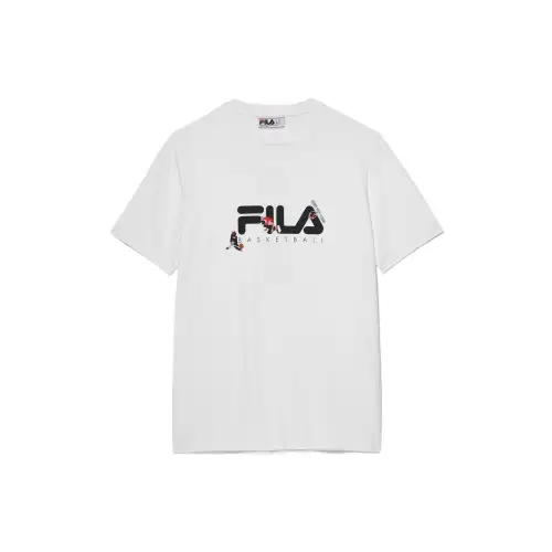 FILA T Shirts Men's White Crew Neck Moderate Straight Fit