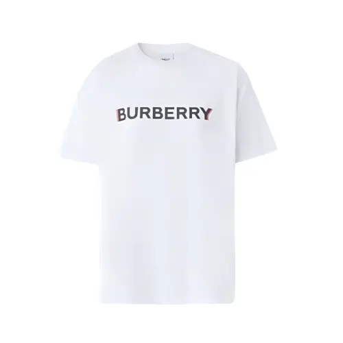 Burberry T Shirts Men's White Crew Neck Moderate Straight Fit
