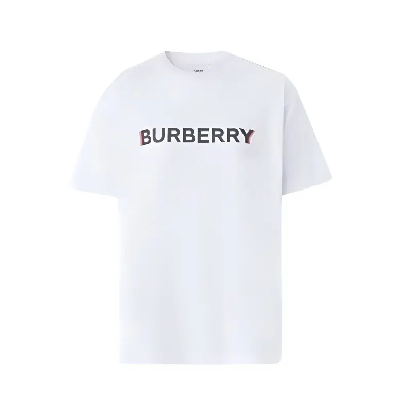 Burberry T Shirts Men's White Crew Neck Moderate Straight Fit
