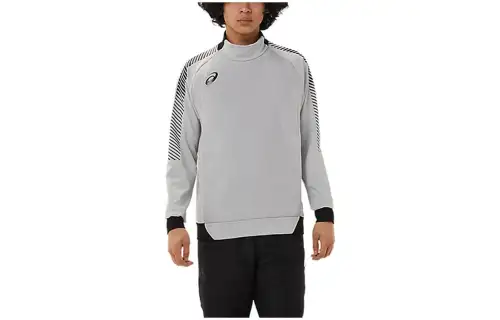 ASICS T Shirts Men's Gray Stand Collar Moderate Straight Fit
