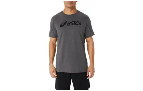 ASICS LOCKUP T Shirts Unisex Gray Crew Neck Moderate Straight Fit
