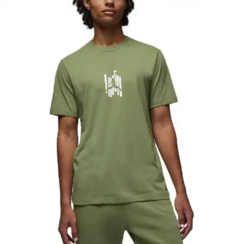 Jordan T Shirts Men's Light Green Crew Neck Moderate Straight Fit