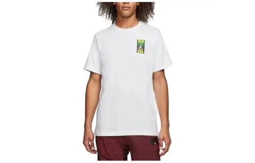 Jordan T Shirts Men's White Crew Neck Moderate Straight Fit