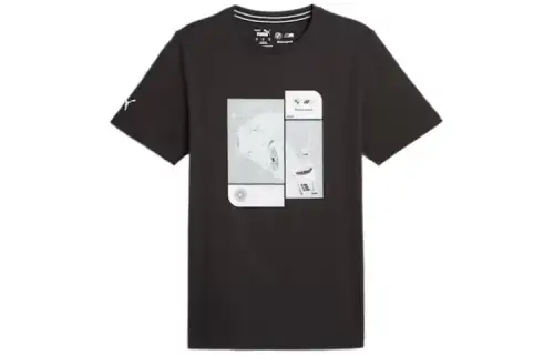 PUMA T Shirts Men's Black Crew Neck Moderate Straight Fit