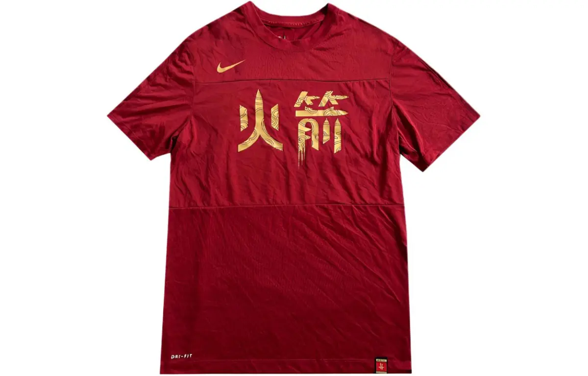 Nike T-Shirts Men's Red Crew Neck Moderate Straight Fit