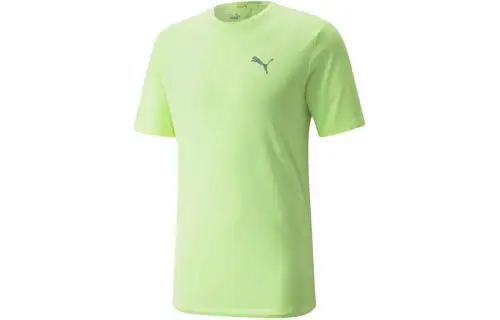 PUMA RUN FAVORITE T Shirts Men's Grass Green Crew Neck Moderate Straight Fit