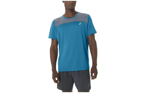 ASICS T Shirts Men's Blue Crew Neck Moderate Straight Fit