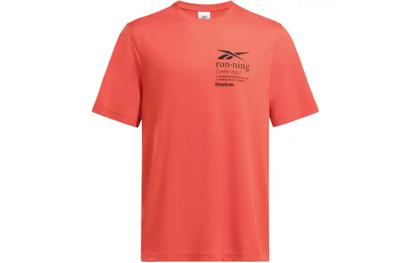 Reebok T Shirts Men's Orange Crew Neck Moderate Straight Fit