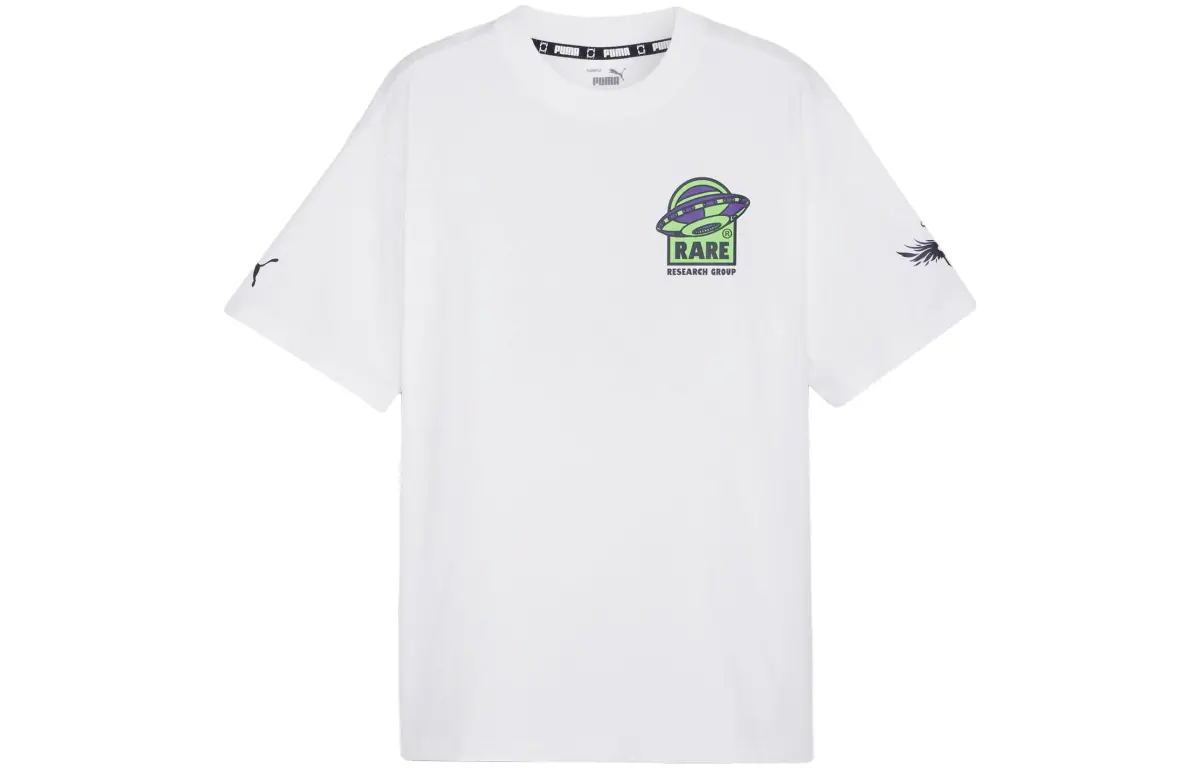 PUMA T-Shirts Men's White Crew Neck Moderate Straight Fit